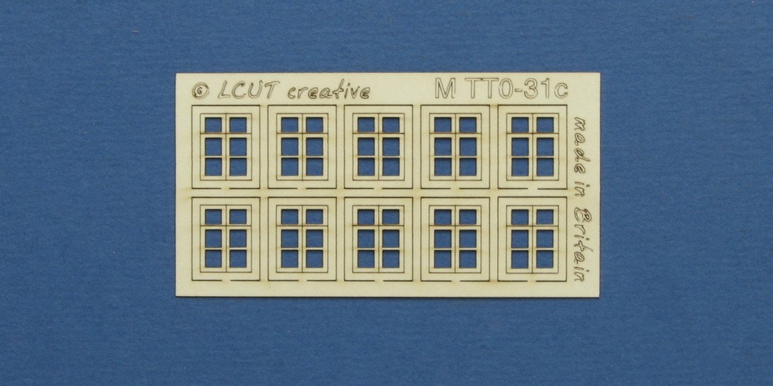 M TT0-31c TT:120 kit of 10 casement windows with transom Kit of 10 casement windows with lattice. Made from 0.35mm paper.

